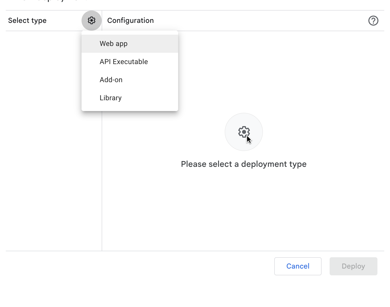 Select Web app deployment type