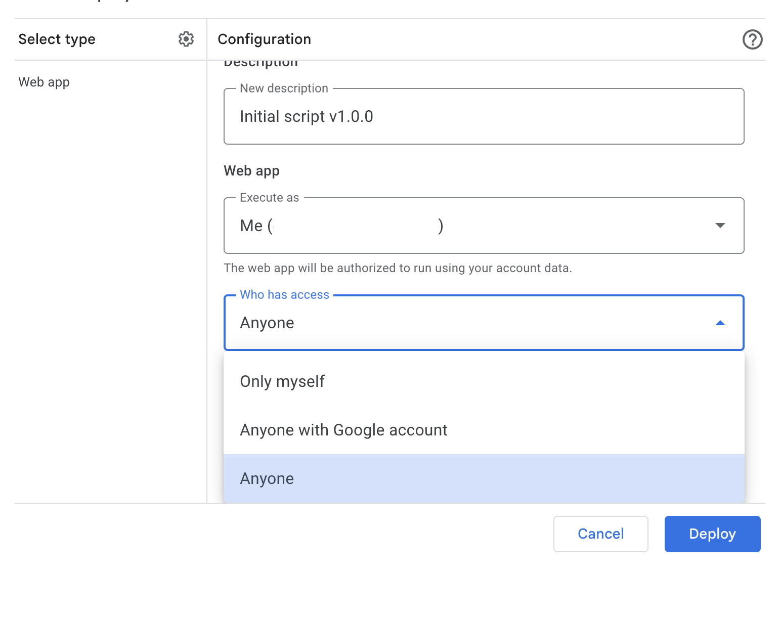 Configure Web app deployment settings