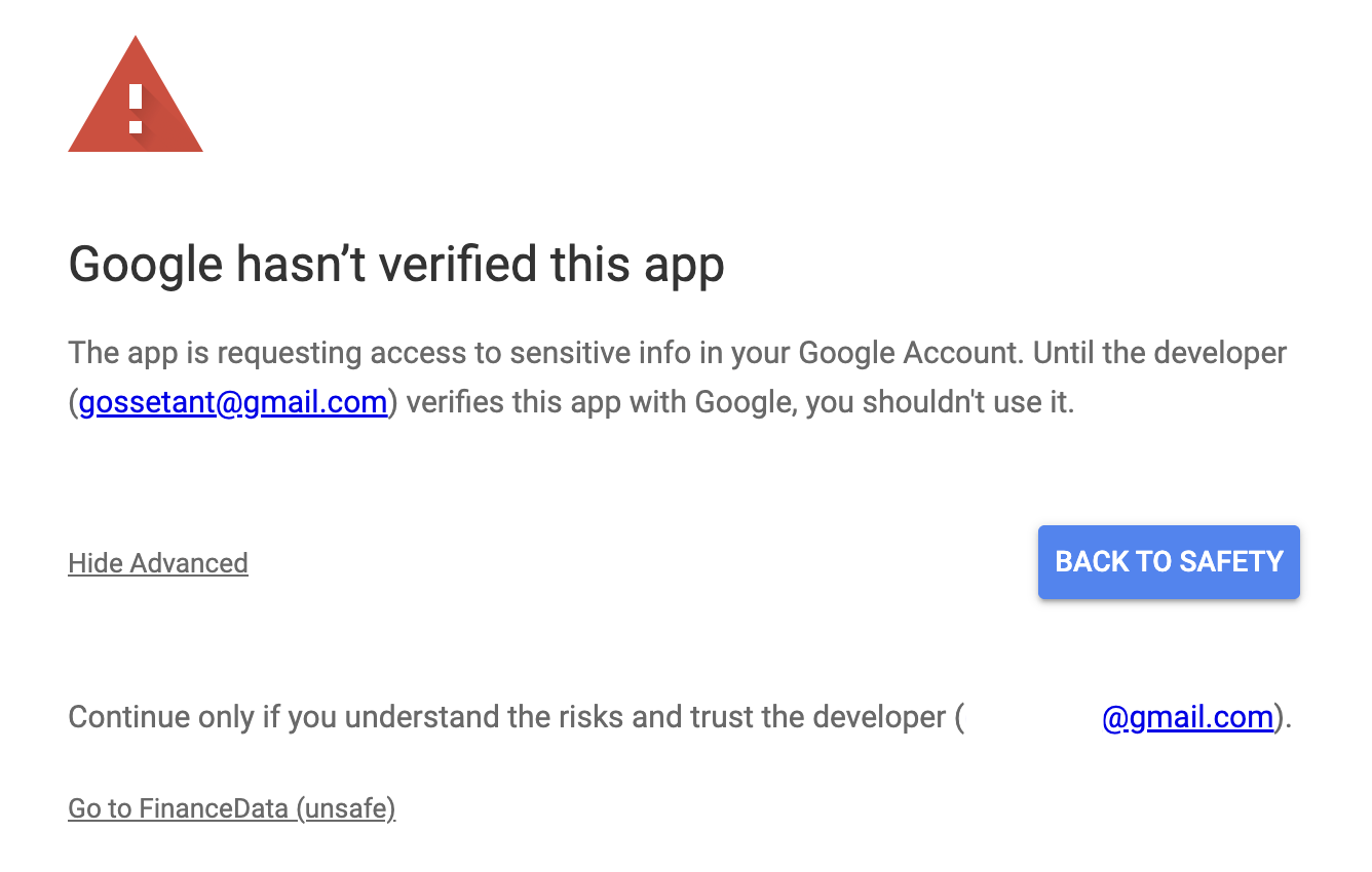 Bypass Google OAuth warning via Advanced