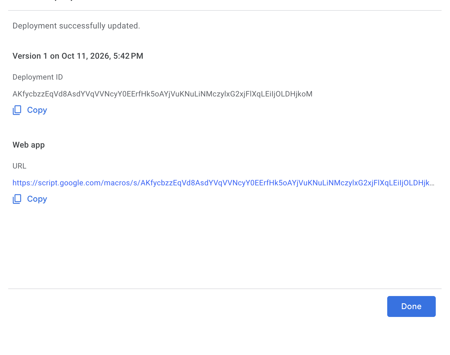 Copy Web app URL